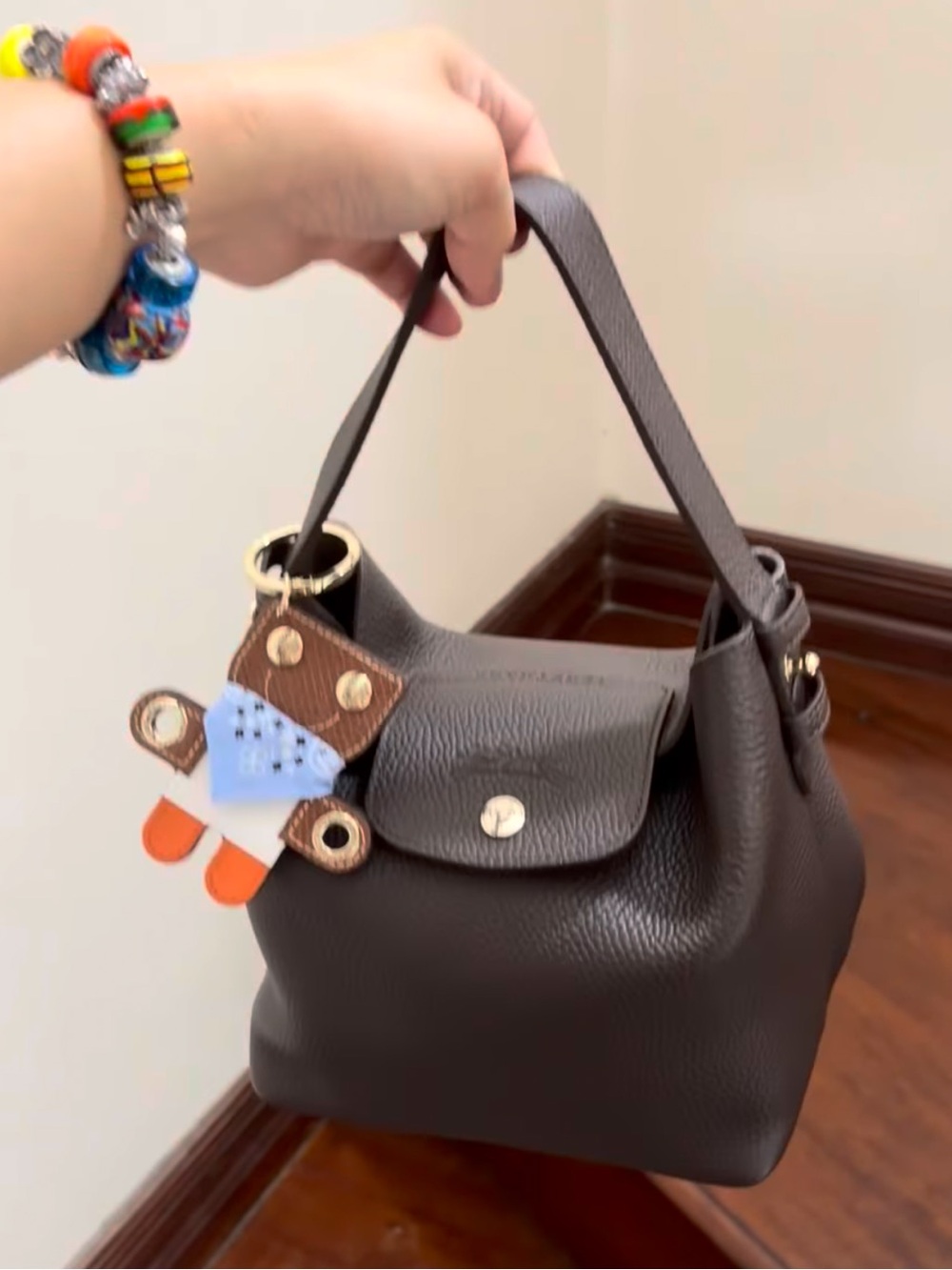 Longchamp Le Cadence S Bucket Bag MOCHA BROWN Longchamp Small Le Cadence